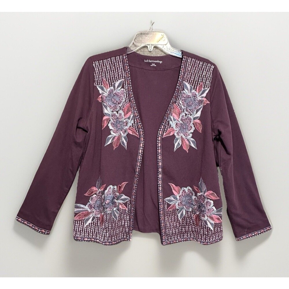 NWT Soft Surrounding Playa Embroidered Jacket Berry Purple Sz Small 6/8 Boho